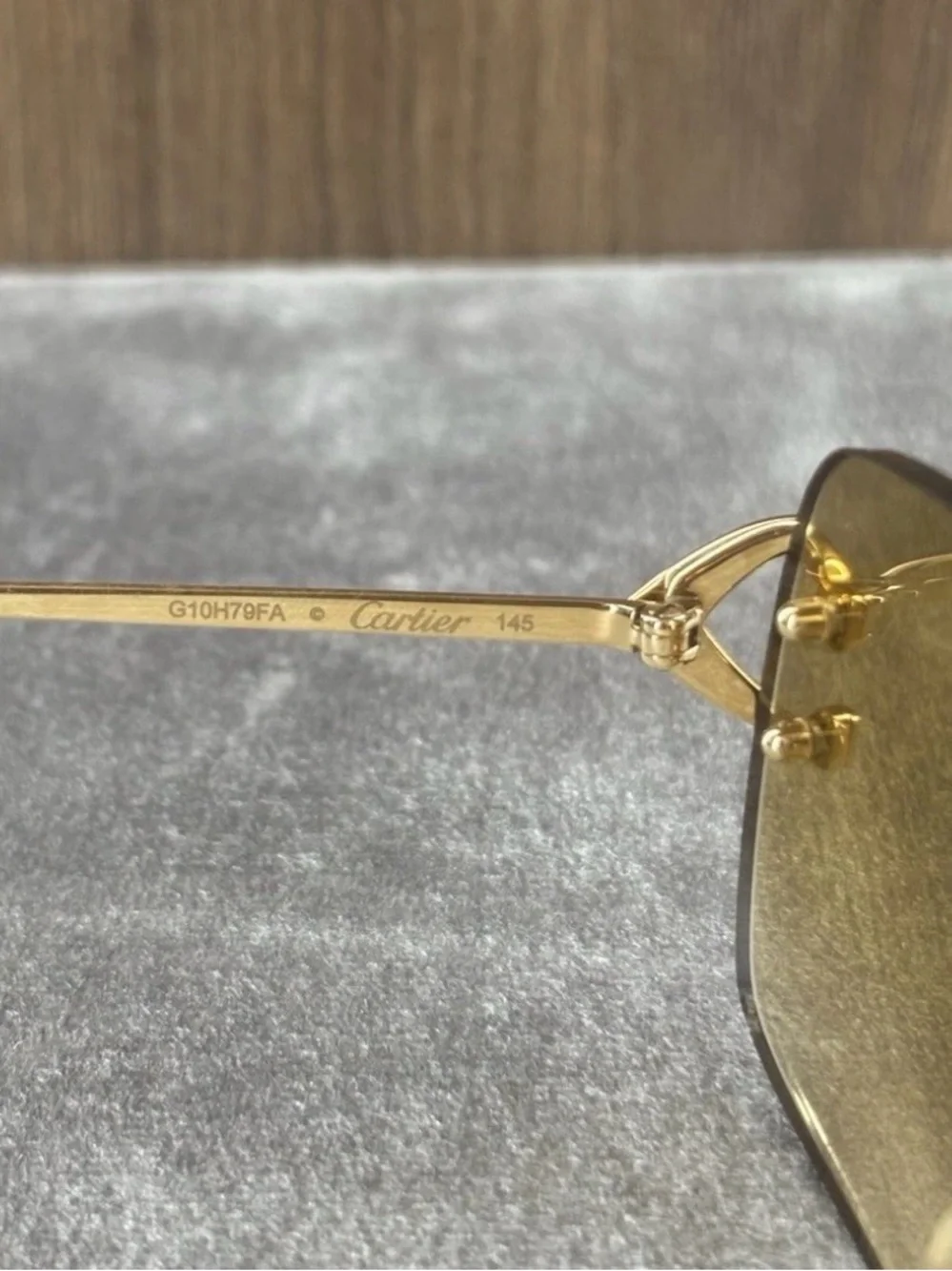 Cartier CT0330S 005 Rimless Gold Brown Gradient Sunglasses 59-19-145 w/ Case
